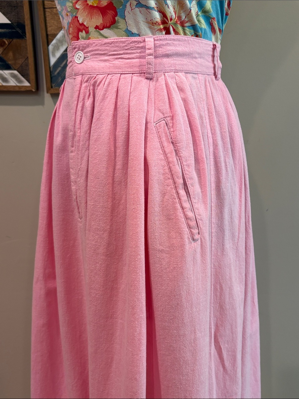 Vintage Ralph Lauren Blue Label Pink Cotton Pleated Maxi Skirt size 4 *As-Is* - Picture 6 of 16